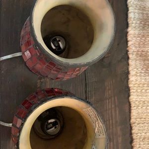 Red crackled glass lamps